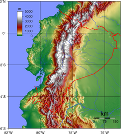 Ekvador Topoğrafik Haritası