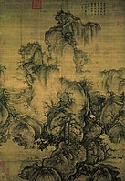 Guo Xi (郭熙; Guō Xī; Kuo Hsi) (c. 1020–1090), Early Spring, signed and dated 1072, ink and light lolor on silk. 11th century, China. Hanging scroll, ink and color on silk. National Palace Museum, Taipei.