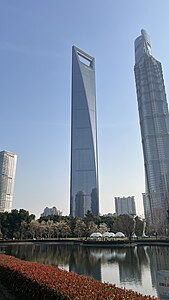 Shanghai World Financial Center from Lujiazui Central Green Space, March 2024.