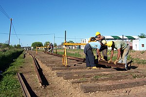 Track workers in Uruguay