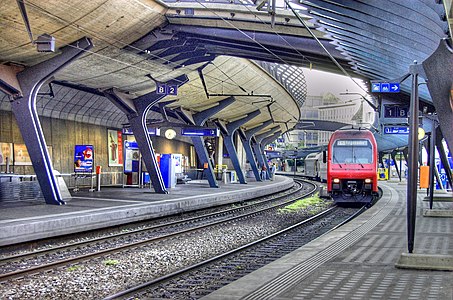 Zürich Stadelhofen railway station in Zurich. Switzerland (1983–90)