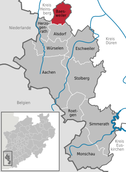 Elhelyezkedése Städteregion Aachen térképén