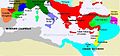 Byzantine Empire (286/395–1453 AD), Sultanate of Rum (1077–1308 AD), Kingdom of Jerusalem (1099-1187/1192-1291 AD) and Zengid dynasty (1127–1250 AD) in 1173 AD.