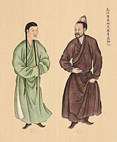 Uyghur commoners from Wushi, Kucha and Aksu. Huang Qing Zhigong Tu, 1769.[208]