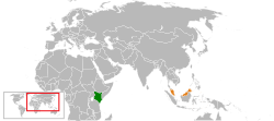 Map indicating locations of Kenya and Malaysia