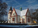 Dorfkirche und Kirchhof mit Einfriedung, Kriegerdenkmal und Grabmal für die Eheleute Krüger