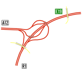 Schema van het knooppunt Antwerpen-Noord