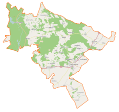 Mapa konturowa gminy Rakoniewice, u góry znajduje się punkt z opisem „Jabłonna”