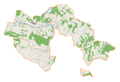 Mapa konturowa gminy Chełmiec, blisko centrum u góry znajduje się punkt z opisem „Rdziostów”