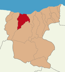 Map showing Giresun District in Giresun Province