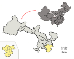 Location of Longnan City jurisdiction in Gansu
