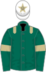 Dark green, beige epaulets and armlets, white cap, beige star