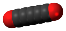 Space-filling model of the pentacarbon dioxide molecule