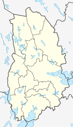 Mapa konturowa regionu Örebro, u góry po lewej znajduje się punkt z opisem „Hällefors”