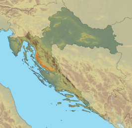 Hoogtekaart van Kroatië met Velebit aangegeven