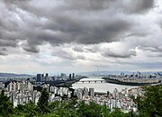 View of Seoul. This photo is not made from the pagoda atop Eungbongsan (2019) but from another octagon pavilion on Maebongsan, right between Eungbonsan and N Seoul Tower.