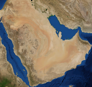 Ein Satellitenbild der Arabischen Wüste von NASA World Wind