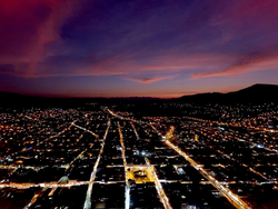 Aerial view of the downtown and west side of the city.