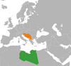 Location map for Libya and Yugoslavia.