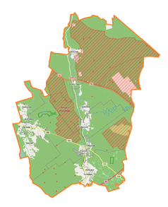 Mapa konturowa gminy Osiecznica, blisko centrum na dole znajduje się punkt z opisem „Przejęsław”