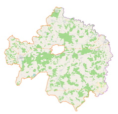 Mapa konturowa powiatu bialskiego, po prawej nieco u góry znajduje się punkt z opisem „Cmentarz prawosławny w Terespolu”