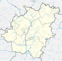 Mapa konturowa powiatu tucholskiego, w centrum znajduje się punkt z opisem „Nowy Młyn”