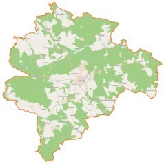 Mapa konturowa gminy Tychowo, na dole znajduje się punkt z opisem „Motarzyn”