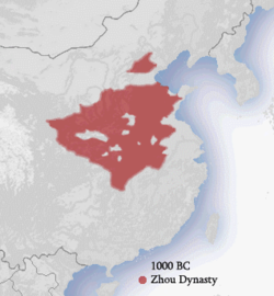 MÖ 1050 - MÖ 771 arasında Çin'de Batı Chou Hanedanı devleti sınırları ve keşif nüfus alanları