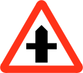 Crossroad with a minor road ahead