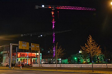 Begonnener Medienturm zum Essener Lightfestival (2016)