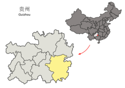 Location of Qiandongnan Prefecture in Guizhou