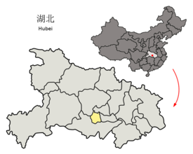 Location of Qianjiang City jurisdiction in Hubei