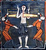 12th century painting of the martyrdom of Saint Quirico