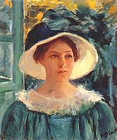 Νεαρή γυναίκα στα πράσινα, στο ύπαιθρο στον ήλιο (1914).