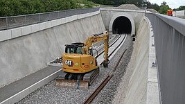 Neubautunnel, Portal Ostelsheim beim Gleisbau, 26. Mai 2024