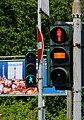 Fußgängerampel mit Gelbphase in Düsseldorf (Deutschland)