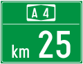 C114 Kilometer sign for highways and roads for motor vehicles