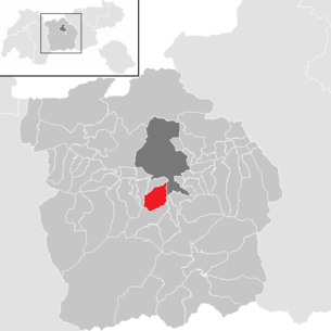 Lage der Gemeinde Mutters im Bezirk Innsbruck-Land (anklickbare Karte)