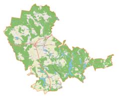 Mapa konturowa gminy Olsztynek, w centrum znajduje się punkt z opisem „Świerkocin”