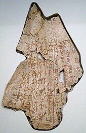Bone inscribed with vertical lines of characters