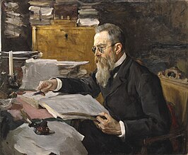 Portret van Nikolaj Rimski-Korsakov (1898), Valentin Alexandrovitsj Serov, Tretjakovgalerij