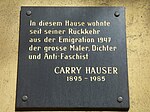 Carry Hauser - Gedenktafel