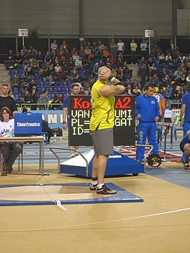 Tijdens het NK indoor '08 in Gent