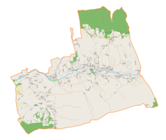 Mapa konturowa gminy Gilowice, w centrum znajduje się punkt z opisem „Gilowice”