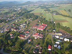 Village's centre seen from air