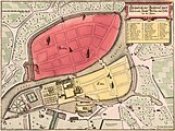 Plan von Berlin und Cölln von Johann Gregor Memhardt 1652 (Nordosten oben)