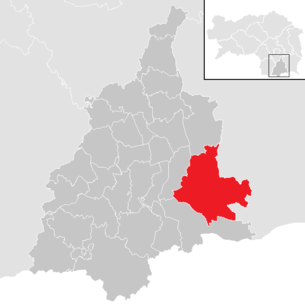 Lage der Gemeinde Sankt Veit in der Südsteiermark im Bezirk Leibnitz (anklickbare Karte)