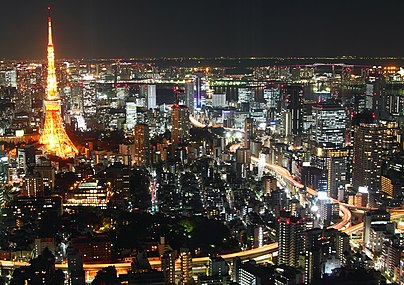 Tokyo Tower at night from Roppongi hills