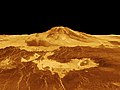 Maat Mons, Venüs (radar resmi artı altimetre, 10× dikeyde mübalaga edilmiştir)