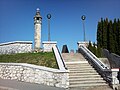 The cemetery with a Gothic memorial column (1510) erected by the Knights Hospitaller[14]